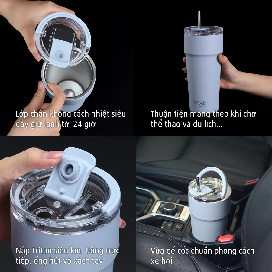 Ly/Cốc Imat Tumbler Inox Giữ Nhiệt Quai Xách Inox 304 710ml|900ml
