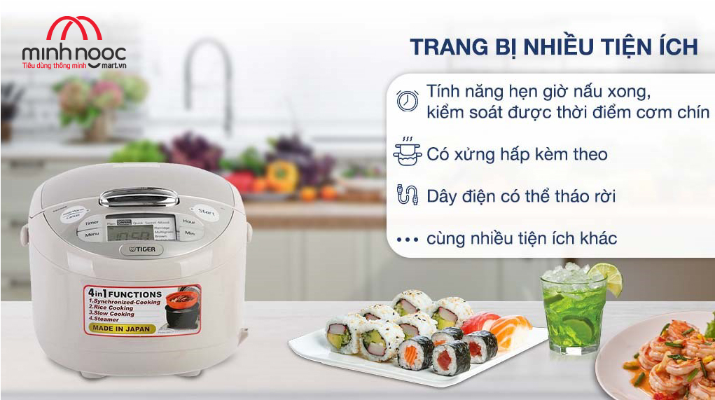 Nồi cơm điện Tiger dung tích 1.8l  JAX - S18W MADE IN JAPAN