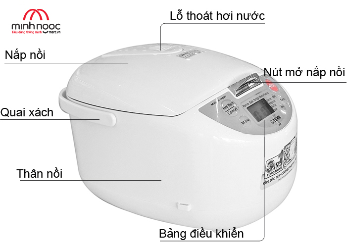 Nồi cơm điện Tiger dung tích 1.0l JBA - A10W MADE IN JAPAN