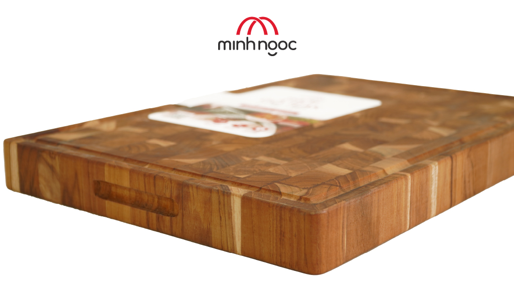 Thớt chặt gỗ Teak cao cấp Minh Ngọc kháng khuẩn tự nhiên, an toàn, bền đẹp, cỡ trung 35x25x3.8cm