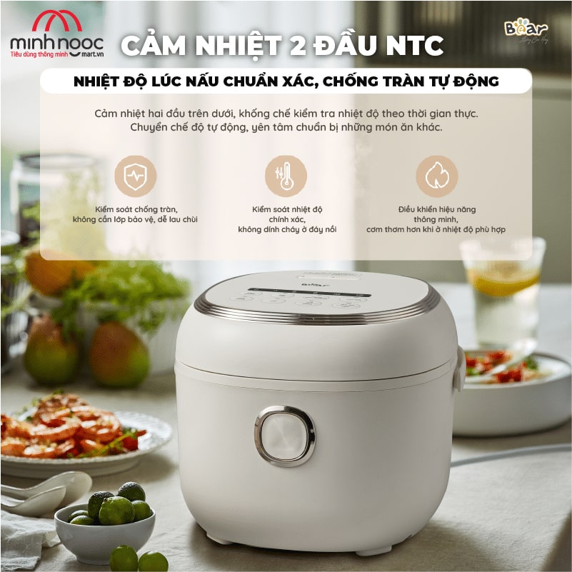 Nồi nấu cơm Bear SB-NC30A dung tích 3l, lòng nồi 1.2l