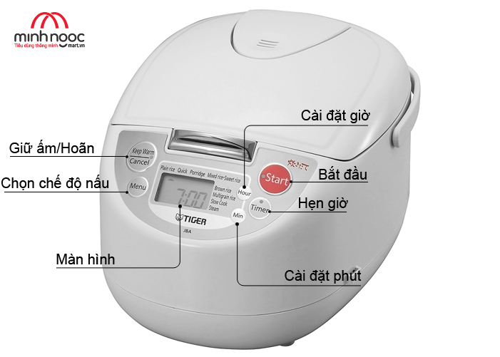Nồi cơm điện Tiger dung tích 1.0l JBA - A10W MADE IN JAPAN