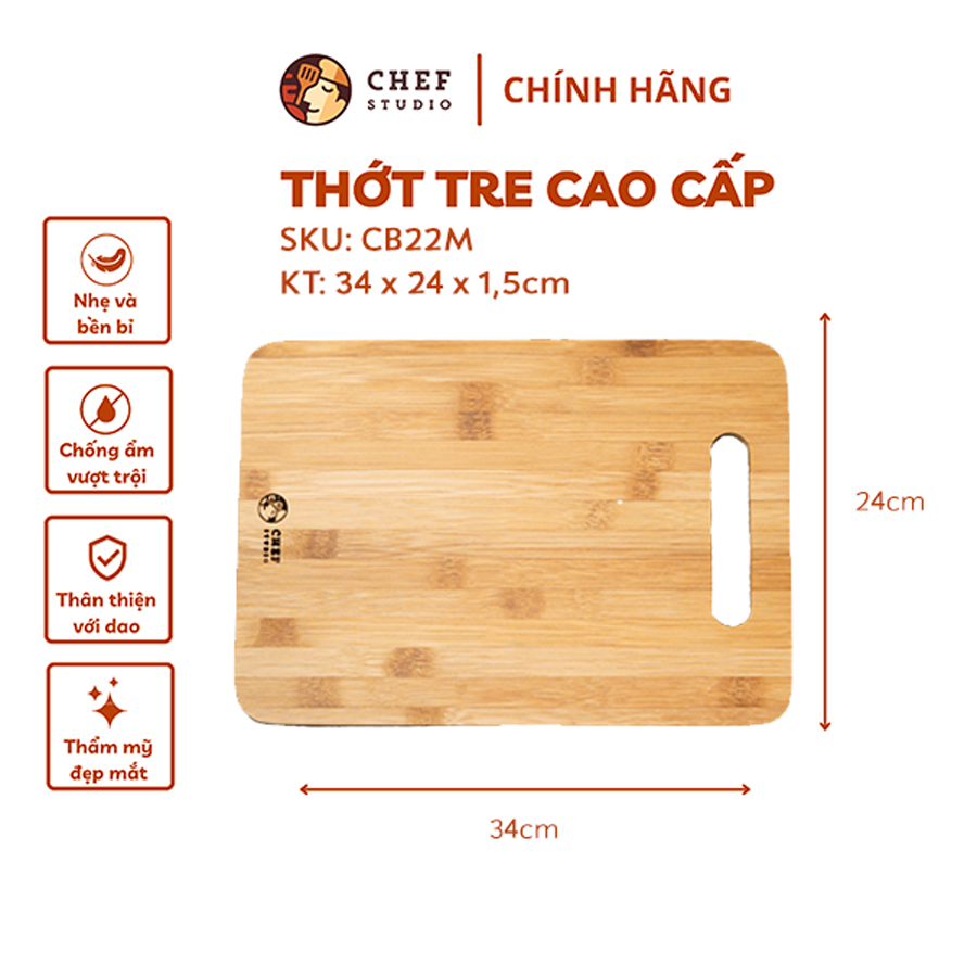 Thớt tre hình chữ nhật - CB22M 24x34x1.5