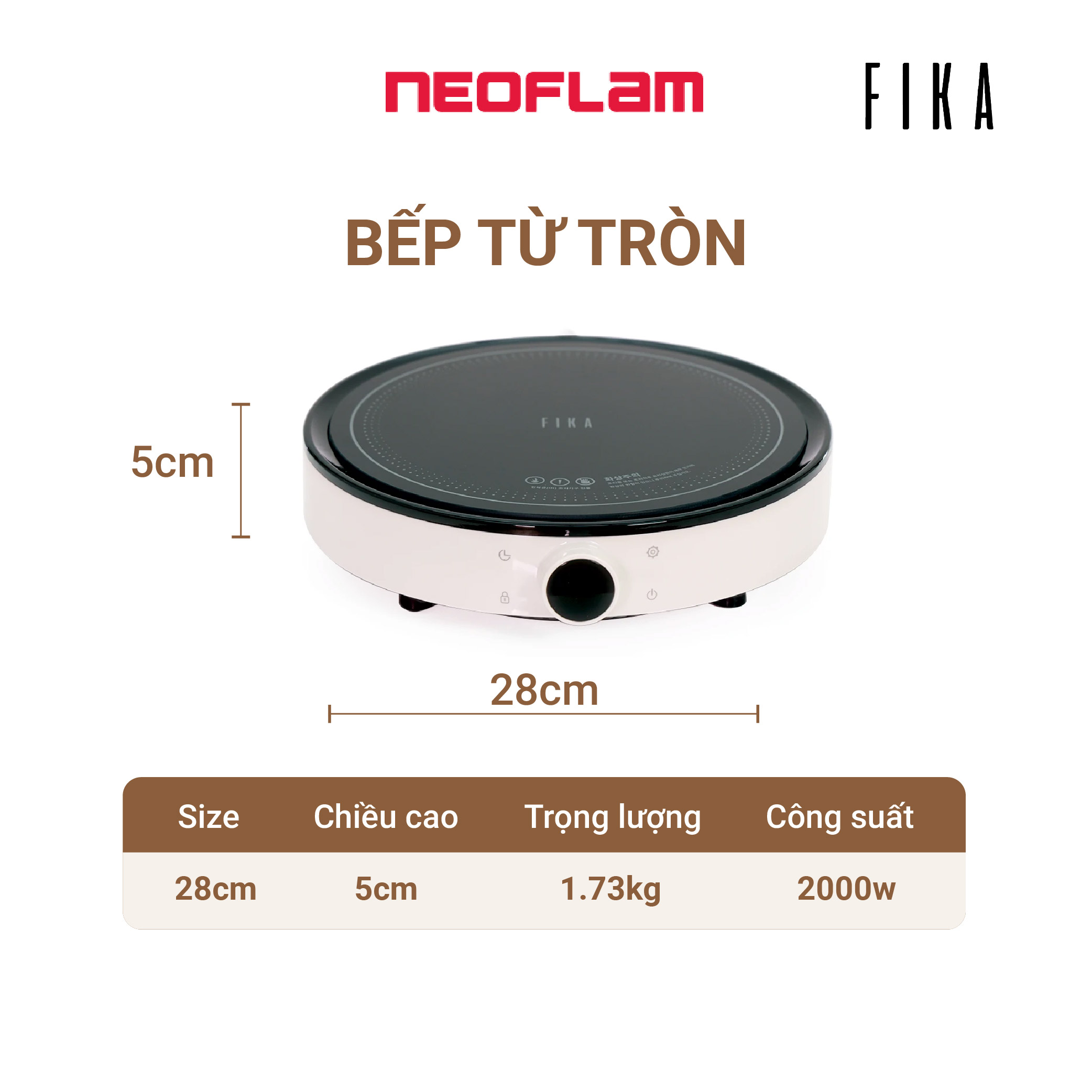 Combo bếp từ - nồi cỡ lớn 26cm Neoflam Fika Hàn Quốc
