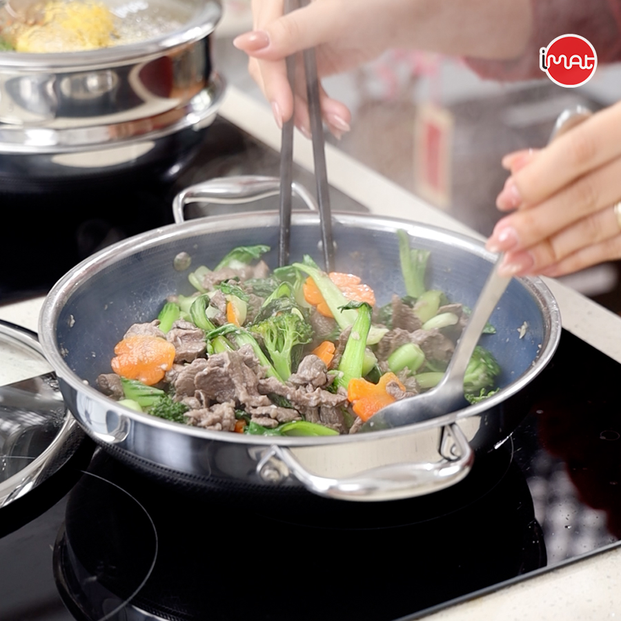 Chảo Đa Năng Cỡ Vừa Imat Hybrid 24Cm, Chống Dính Ceramic Xanh