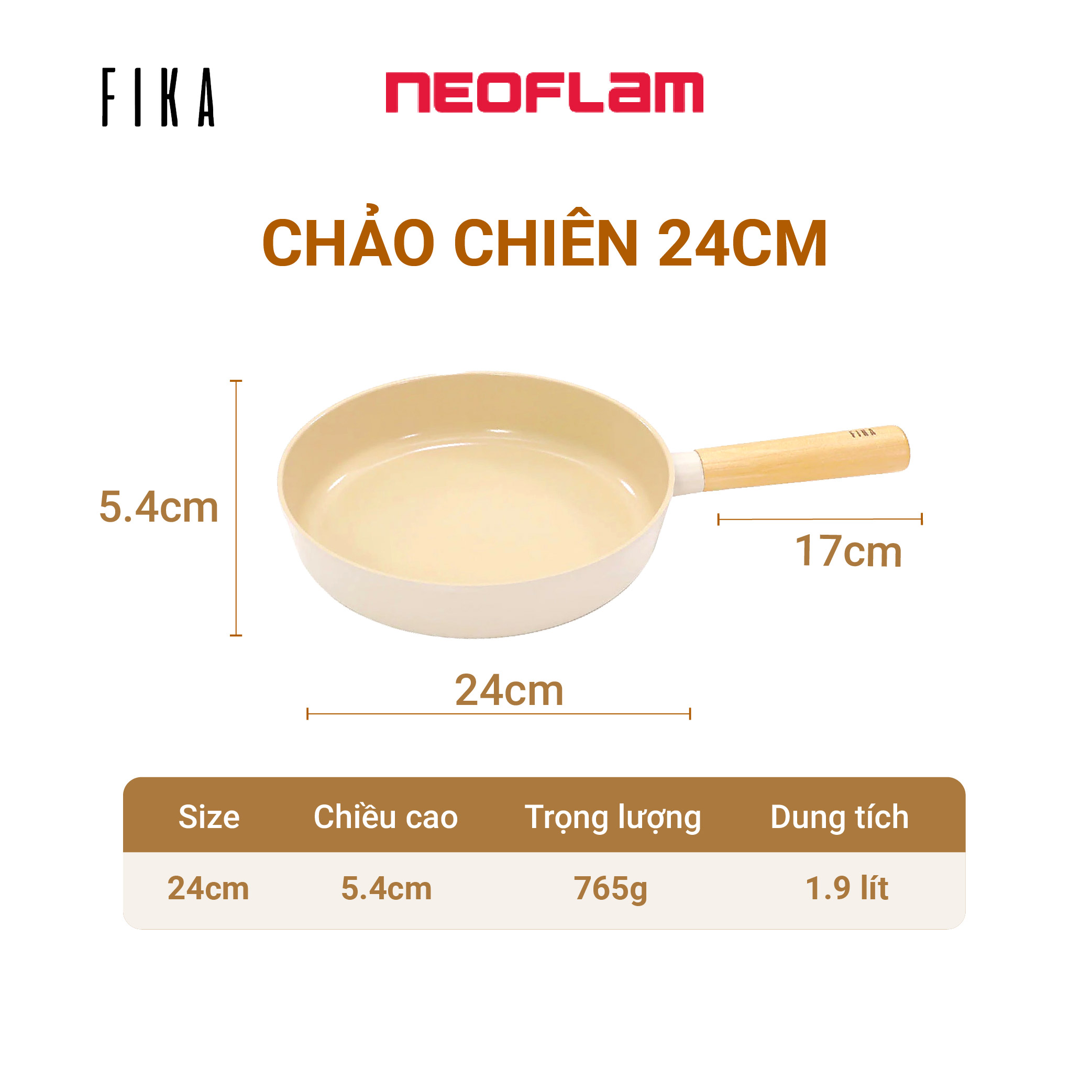 Bộ 4 món Neoflam Fika Hàn Quốc: chảo chiên 24 & 28cm, quánh 18 và nồi nông 22cm