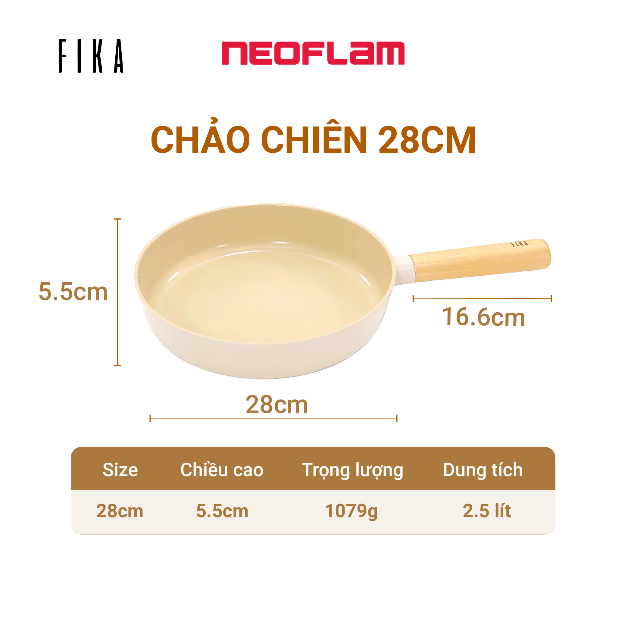 Bộ 4 món Neoflam Fika Hàn Quốc: chảo chiên 24 & 28cm, quánh 18 và nồi nông 22cm