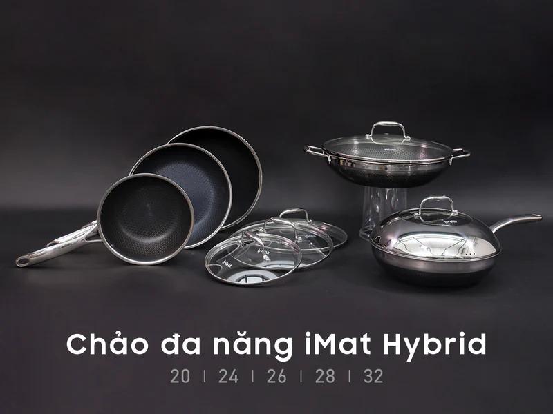 Chảo đa năng iMat Hybrid 26cm, tráng gốm đen