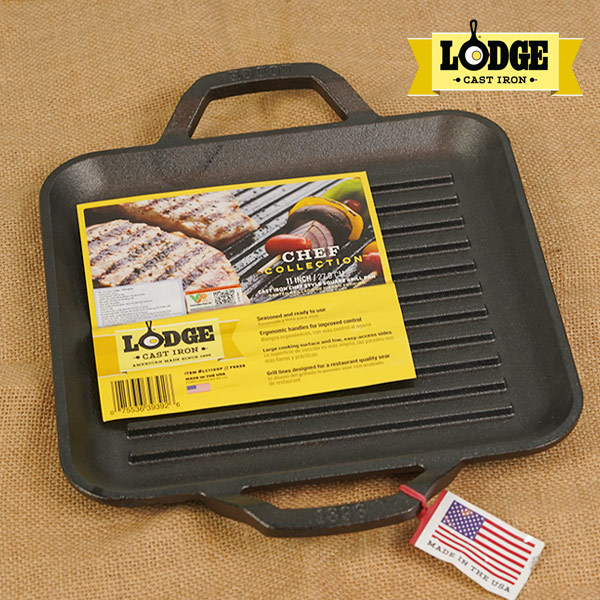 Chảo gang Lodge - LC11SGP Chảo gang nướng hình vuông 28cm