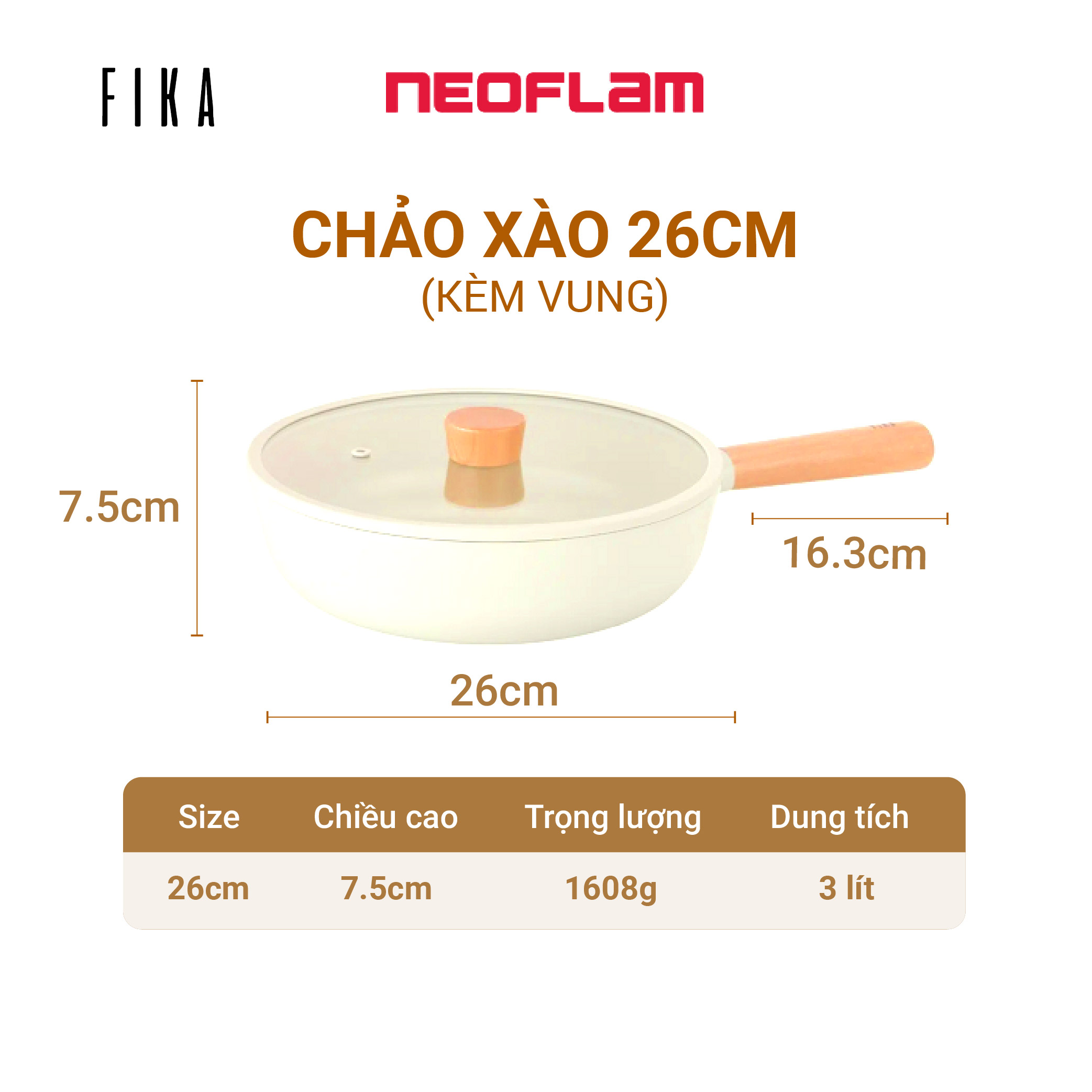 Bộ nồi chảo 3 món Neoflam Fika Hàn Quốc