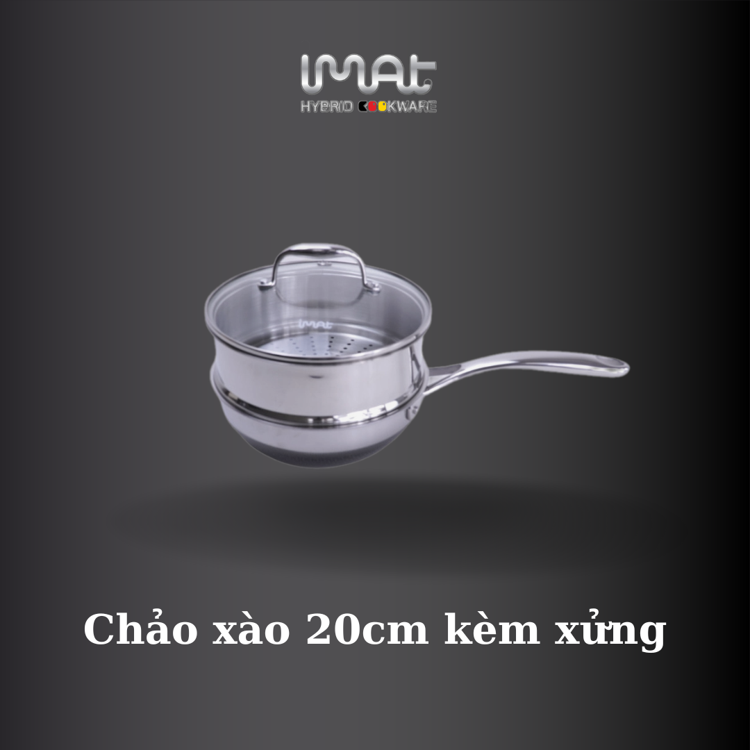 Chảo xào iNox Blackcube iMat các loại kèm xửng hấp