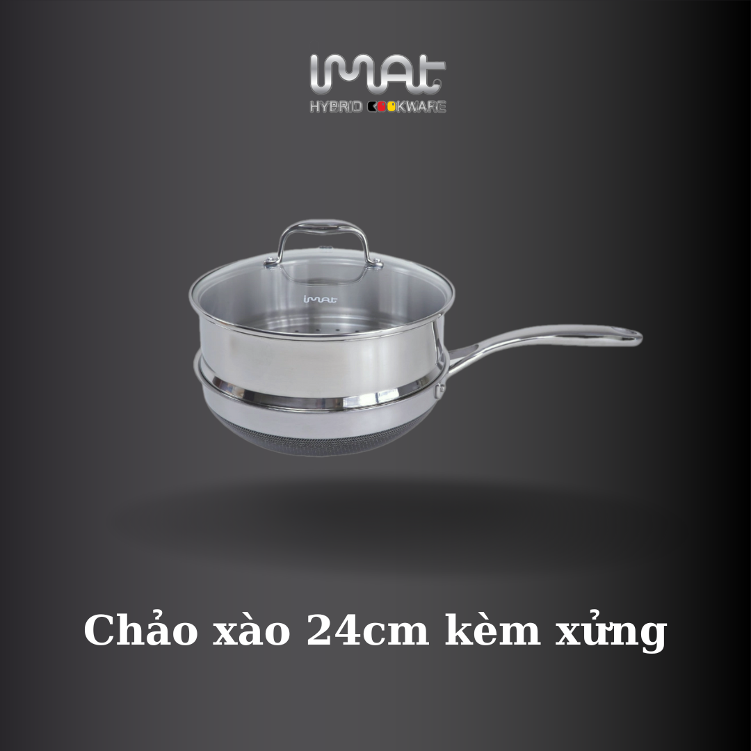 Chảo xào iNox Blackcube iMat các loại kèm xửng hấp