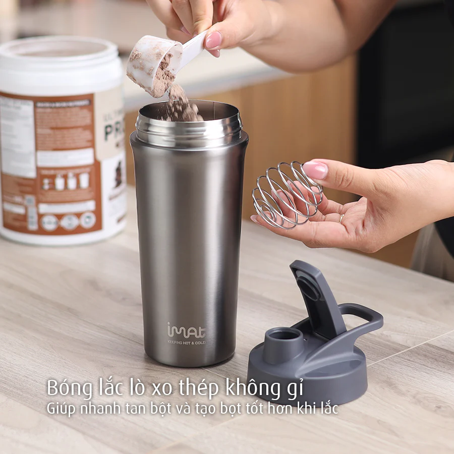 Cốc Lắc Thể Thao IMat 600ml Kèm Bóng Lò Xo