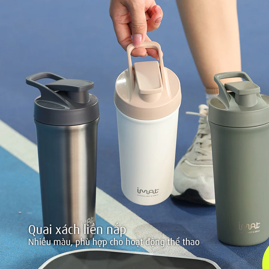 Cốc Lắc Thể Thao IMat 600ml Kèm Bóng Lò Xo