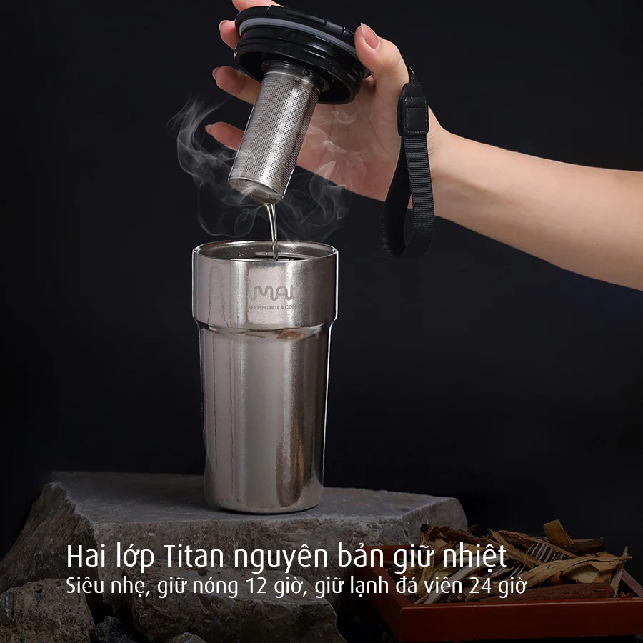 Cốc Ủ Nhiệt Titan iMat Cao Cấp 2 dung tích 380ml| 500ml