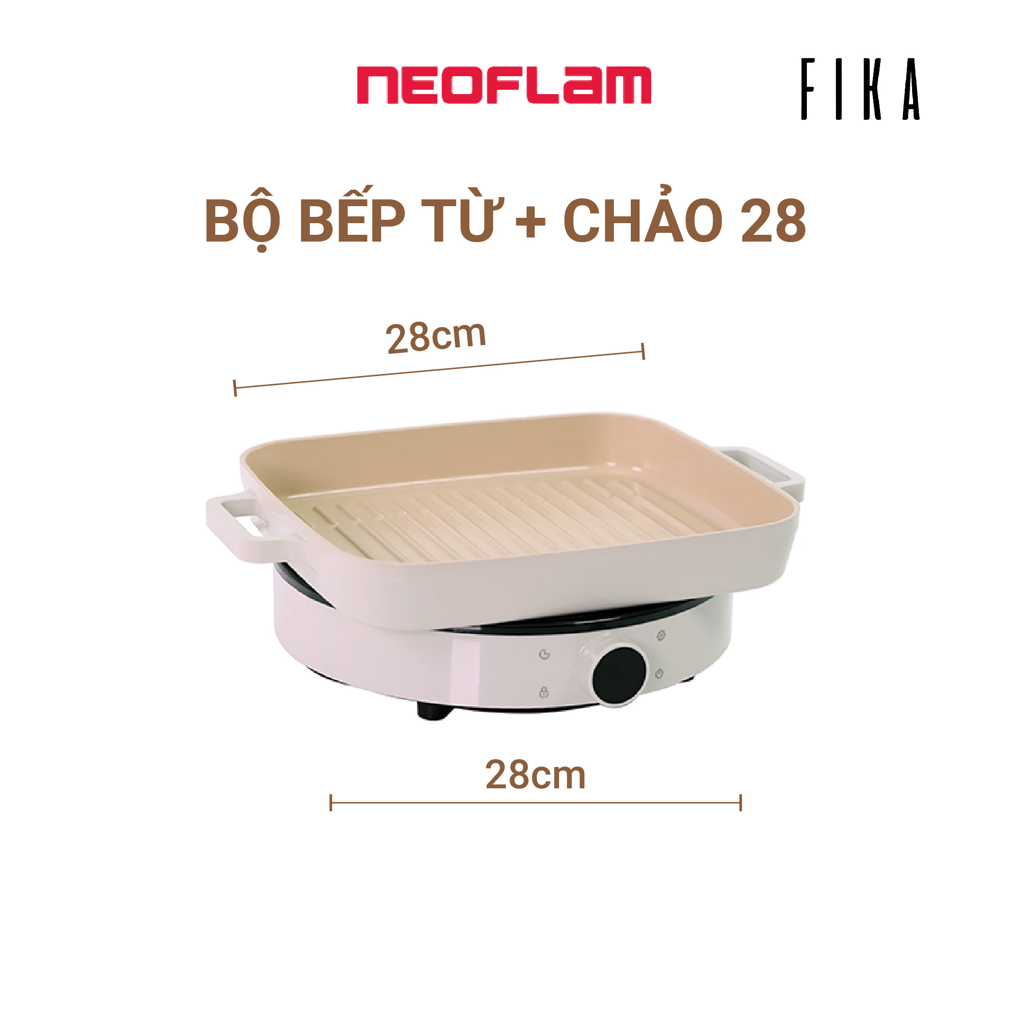 Combo Chảo nướng 28 và bếp từ Neoflam Fika Hàn Quốc