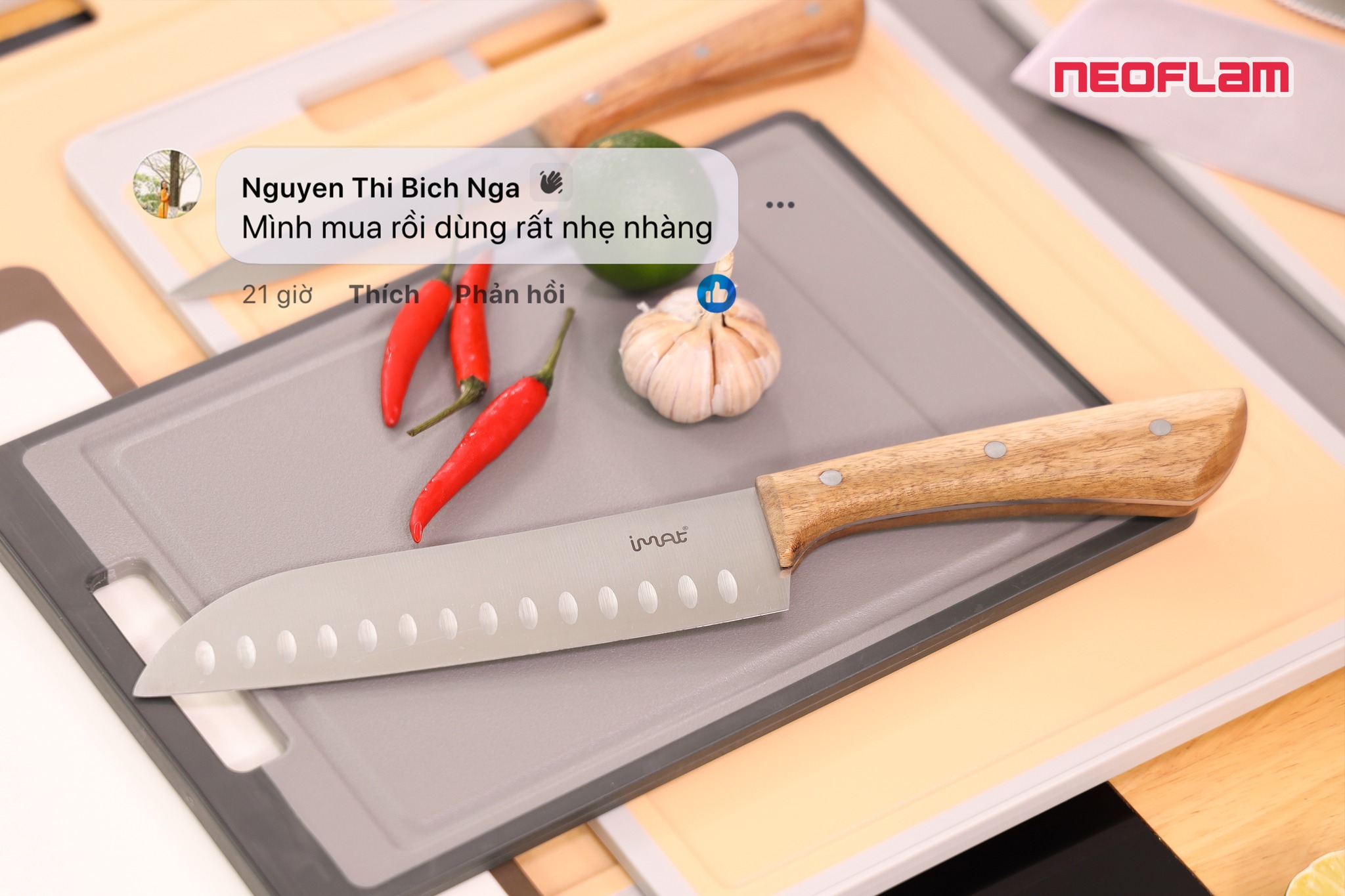 Bộ 3 dao lưỡi thép cán gỗ iMat