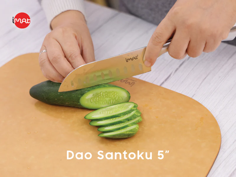 Dao Santoku nhỏ 5" iMat ,Lưỡi thép cacbon  5CR15 sắc, bền bỉ