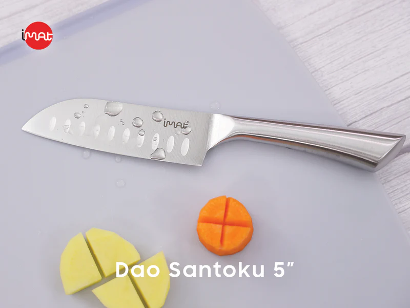 Dao Santoku nhỏ 5" iMat ,Lưỡi thép cacbon  5CR15 sắc, bền bỉ