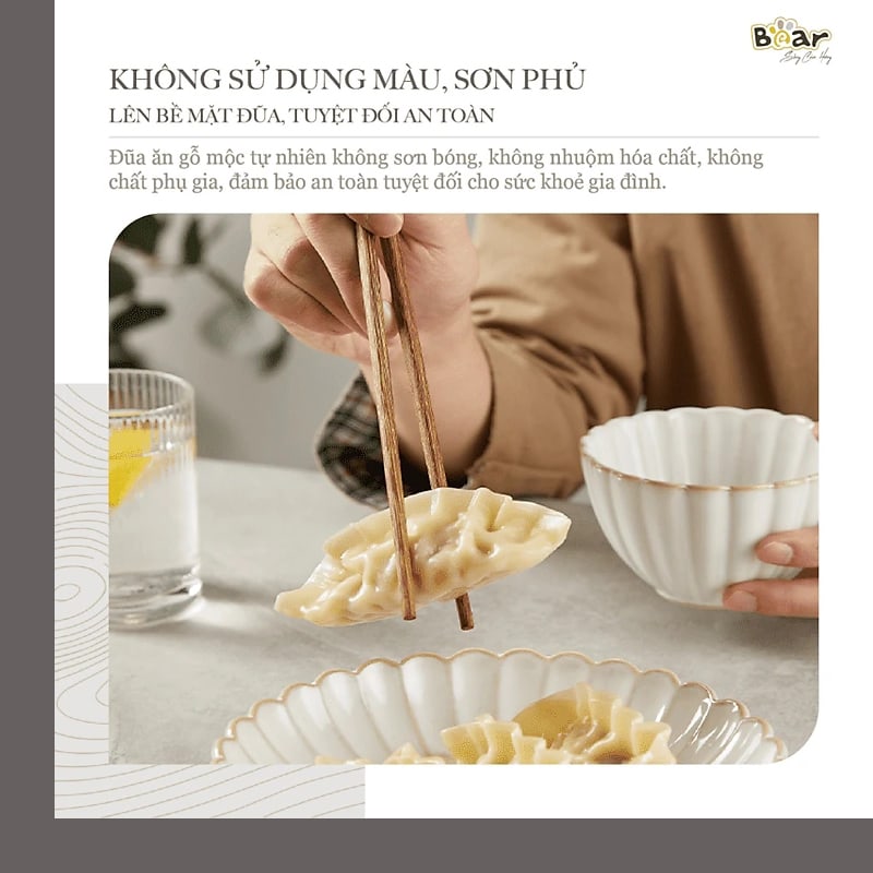 Bộ đũa gỗ thủ công Bear cao cấp CX-E0103
