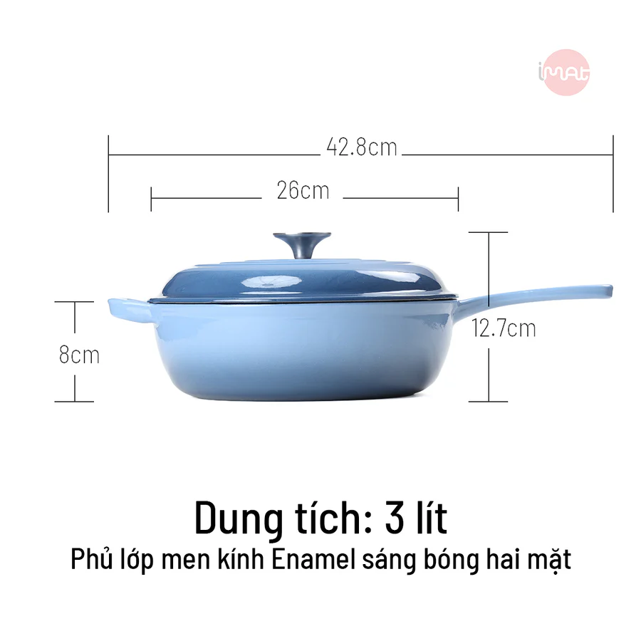 Chảo Gang Imat Tráng Men Sâu Lòng 26cm
