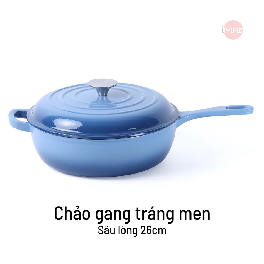 Chảo Gang Imat Tráng Men Sâu Lòng 26cm