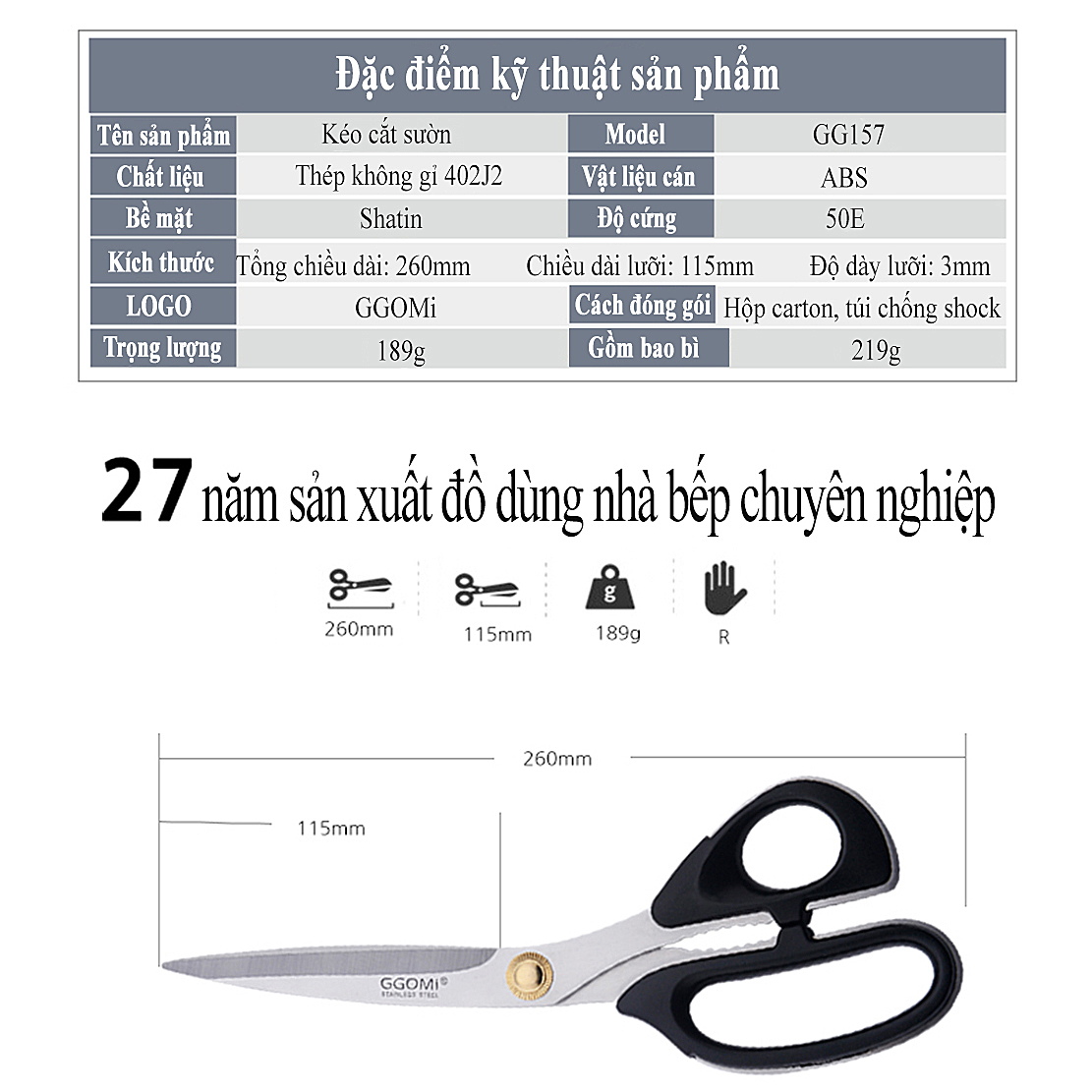 Kéo cắt sườn OTTIMO GGOMI GG157