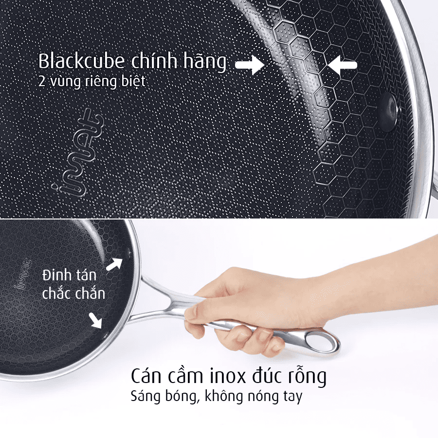 Chảo Chiên Imat Hybrid 24Cm, Chống Dính Ceramic Đen