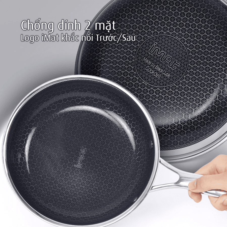 Chảo Chiên Imat Hybrid 24Cm, Chống Dính Ceramic Đen