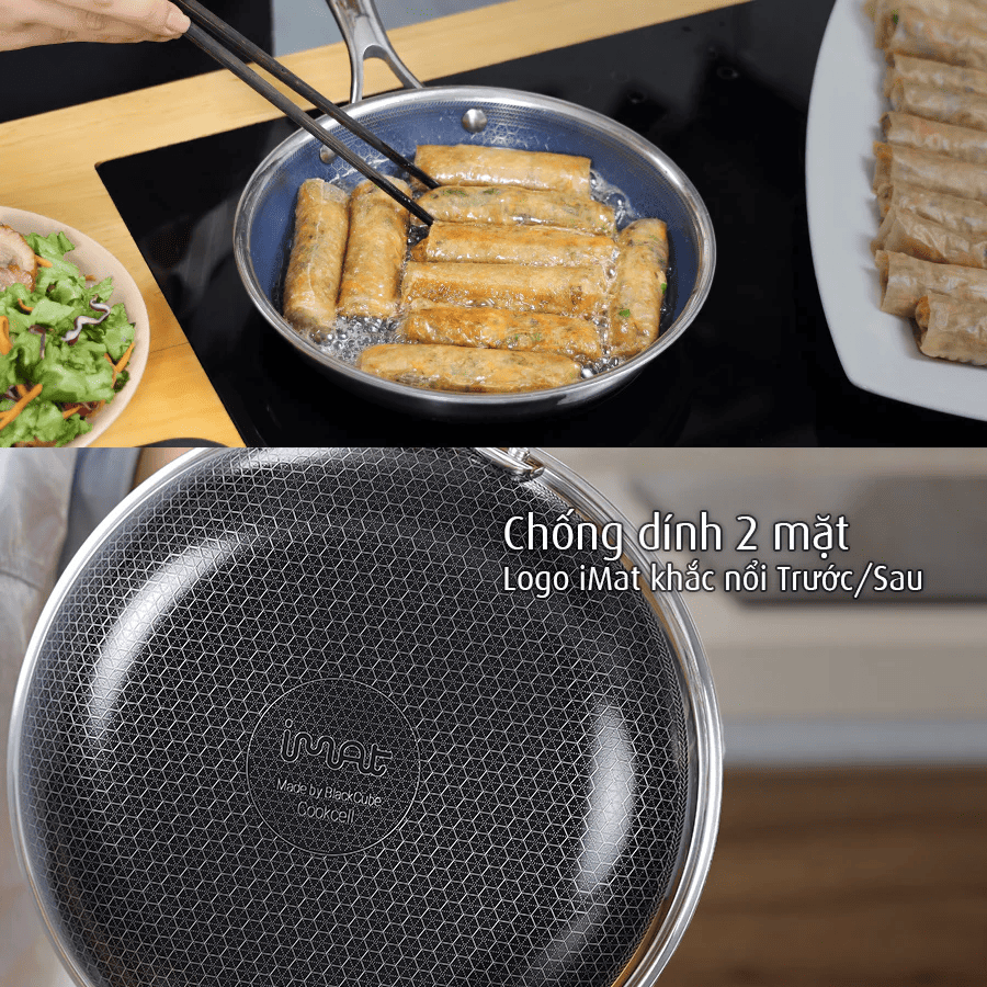 Chảo Đa Năng Cỡ Nhỏ Imat Hybrid 22Cm, Chống Dính Ceramic Xanh