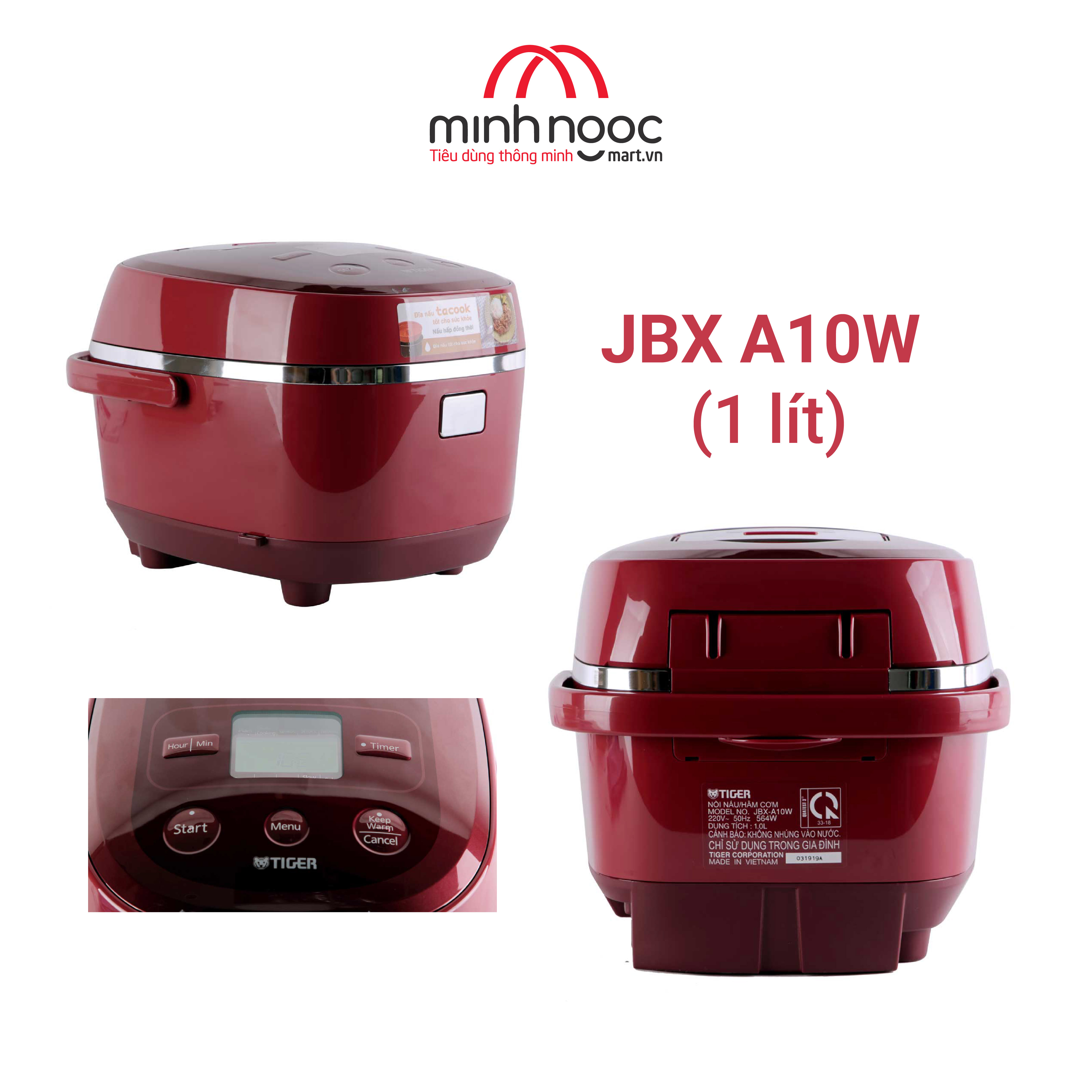 Nồi cơm điện Tiger dung tích 1.0l  JBX-A10W MADE IN VIETNAM