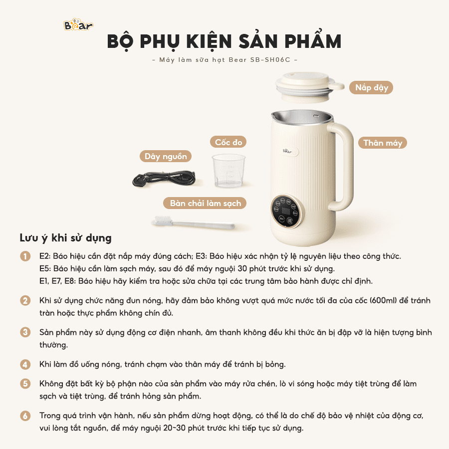 Máy làm sữa hạt Bear 0.6L SB-SH06C