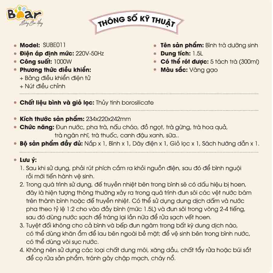 Máy Pha Trà đa năng Bear SUBE011