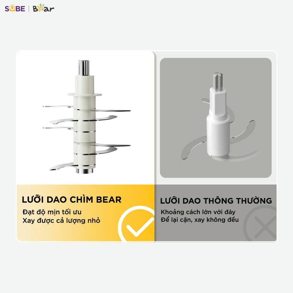 Máy xay ăn dặm 8 lưỡi 0.3L Bear CH-5H02D24