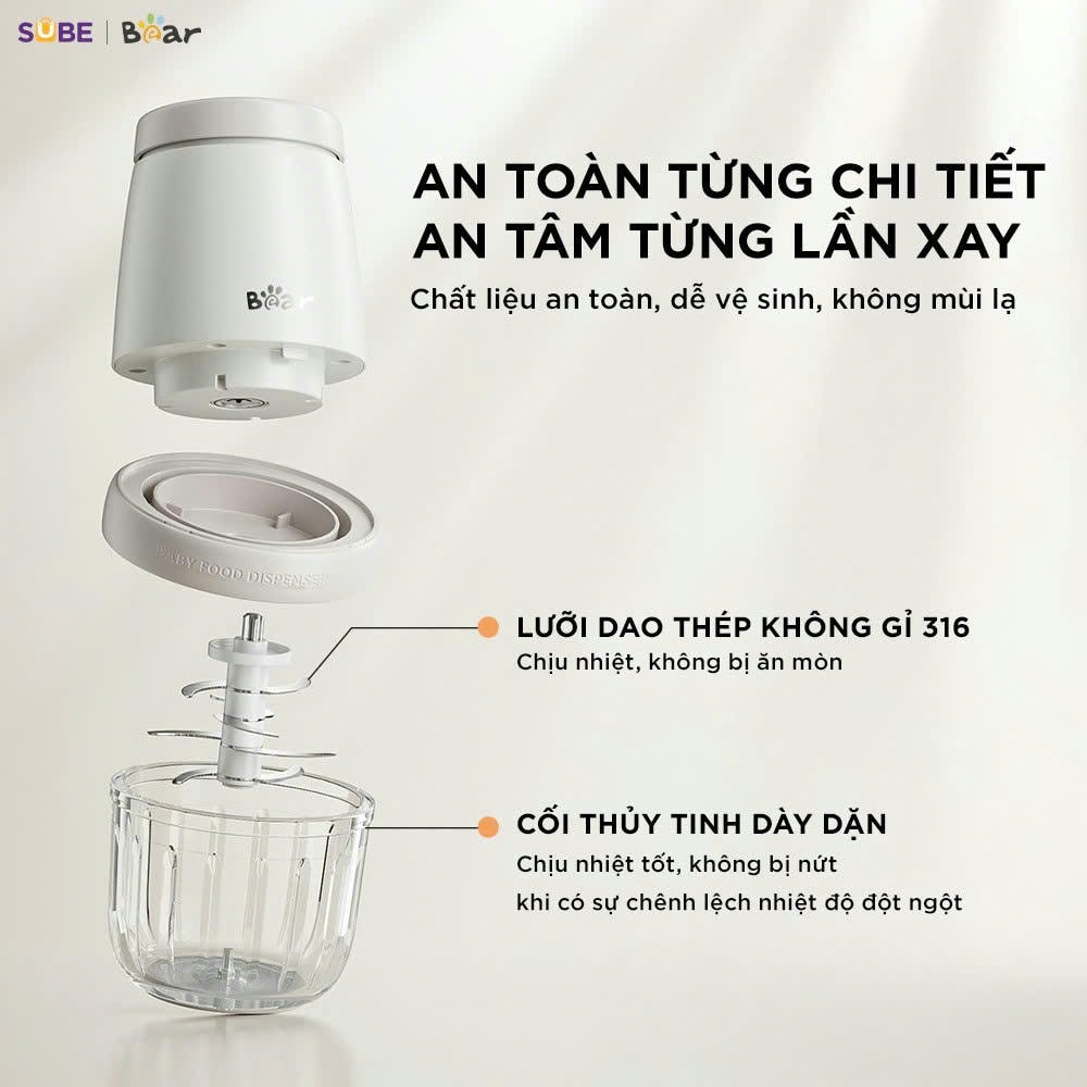 Máy xay ăn dặm 8 lưỡi 0.3L Bear CH-5H02D24