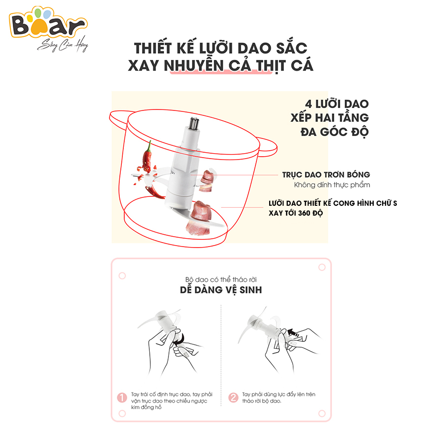 Máy Xay Thịt Đa Năng 2L Bear QSJ-B02Q1