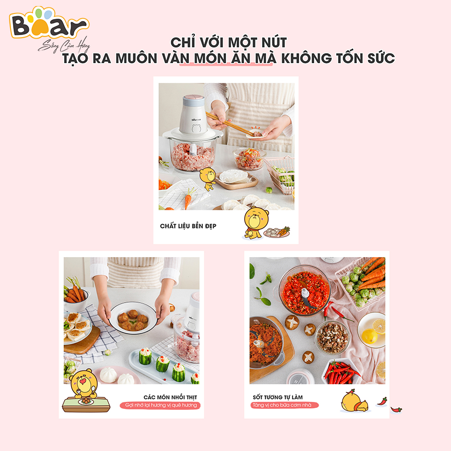 Máy Xay Thịt Đa Năng 2L Bear QSJ-B02Q1