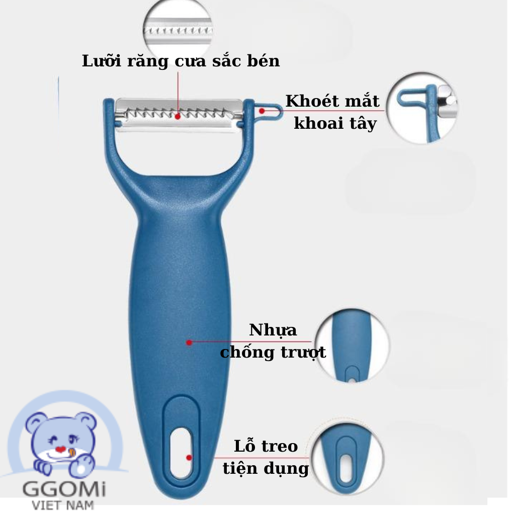 Nạo nhỏ lưỡi răng cưa GGOMi Hàn Quốc GG602. Hai màu xanh và trắng