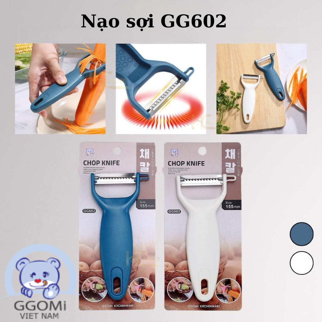 Nạo nhỏ lưỡi răng cưa GGOMi Hàn Quốc GG602. Hai màu xanh và trắng