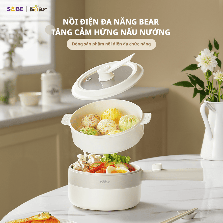 Nồi nấu điện đa năng/ Ca nấu mỳ Bear MC-4H16F
