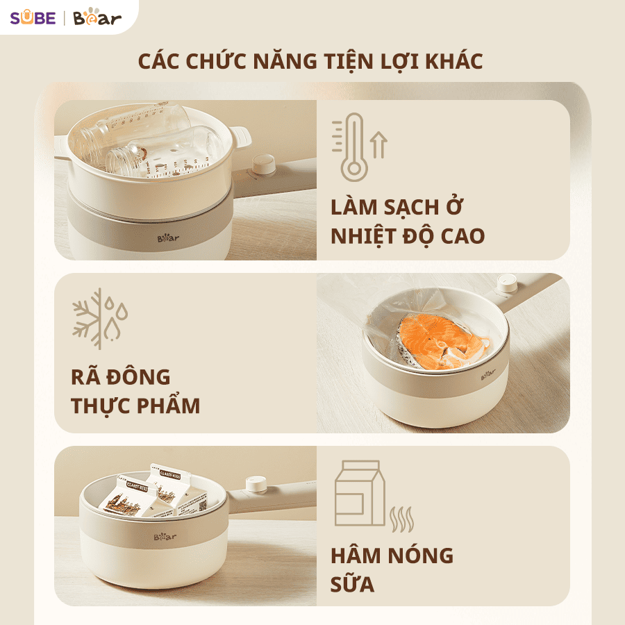 Nồi nấu điện đa năng/ Ca nấu mỳ Bear MC-4H16F
