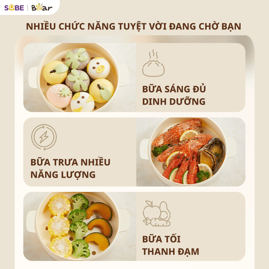 Nồi nấu điện đa năng/ Ca nấu mỳ Bear MC-4H16F