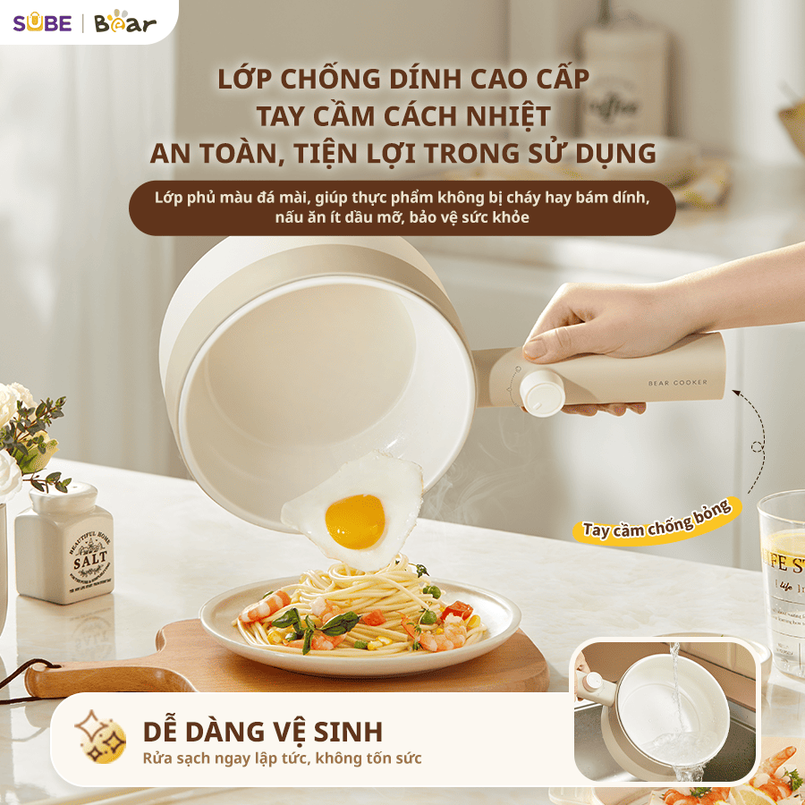 Nồi nấu điện đa năng/ Ca nấu mỳ Bear MC-4H16F