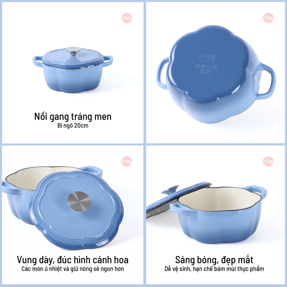 Nồi Gang Tráng Men iMat Hình Bí Ngô 20cm