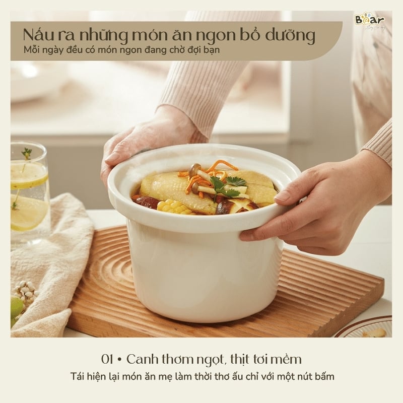 Nồi nấu chậm Bear 1,5L SB-NNC15 (Bản Quốc Tế)