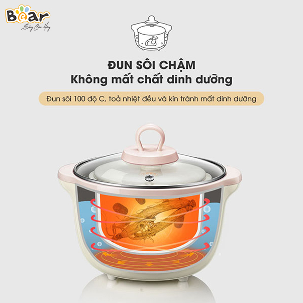 Nồi nấu chậm 1.6L Bear SUBE002