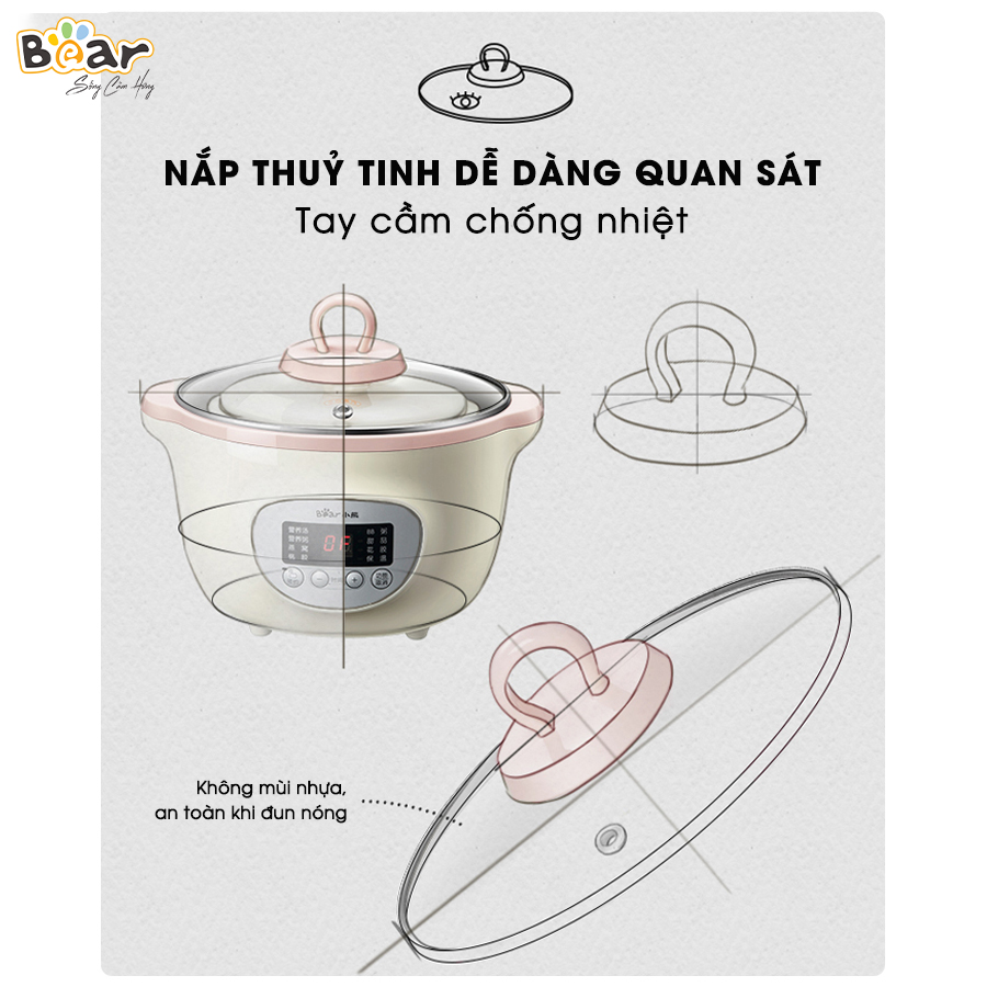 Nồi nấu chậm 1.6L Bear SUBE002
