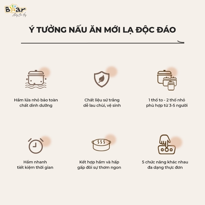 Nồi nấu chậm Bear 1,6L SB-NNC16