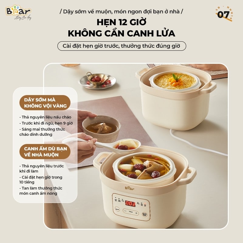 Nồi nấu chậm Bear 1,6L SB-NNC16