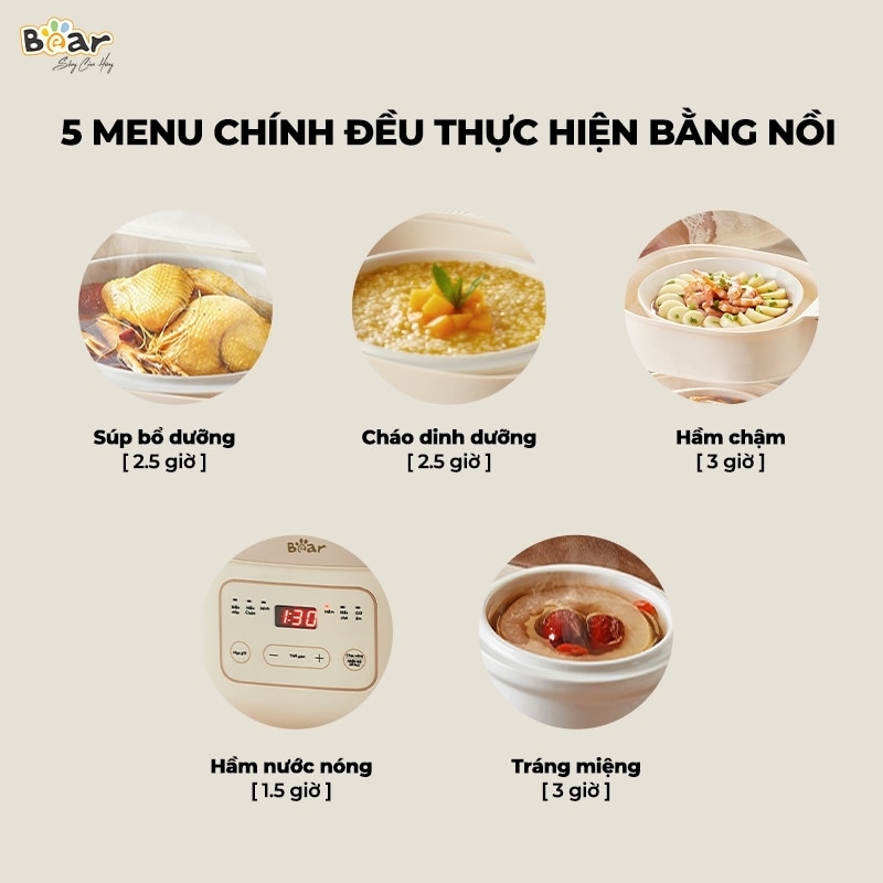 Nồi nấu chậm Bear 1,6L SB-NNC16